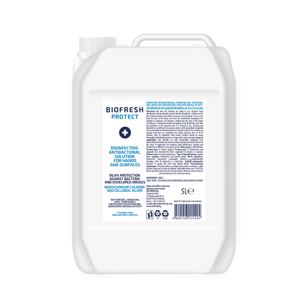 Čistící Dezinfekční Antibakteriální roztok na ruce a povrchy bez etanolu Biofresh 5 l