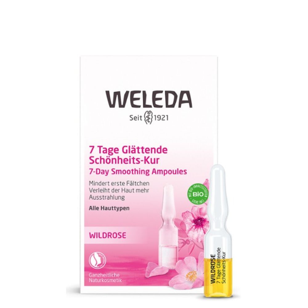 Růžový pleťový olej v ampulích 7-denní vyhlazující kúra WELEDA 7x0,8ml