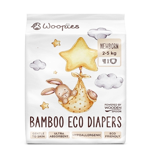 Woopies detské EKO plienky NEWBORN (2-5kg) Wooden Spoon 40ks