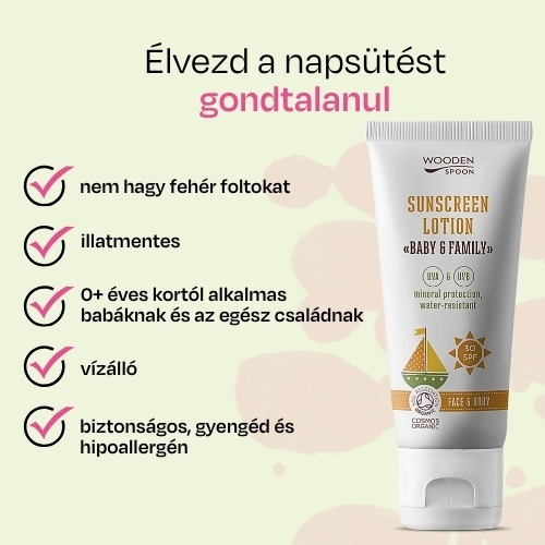 Wooden Spoon Baby & Family SPF 30 napozó testápoló tej tubusban 100ml