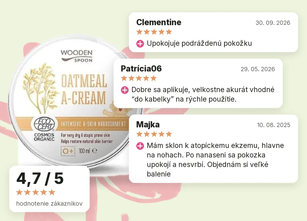 Hydratačné maslo s ovsenými vločkami na atopický ekzém Wooden Spoon 15ml vzorka: hodnotenia zákazníkov 4,7 z 5
