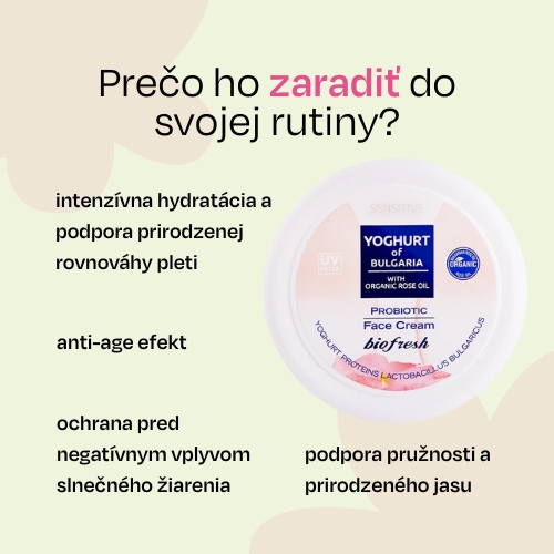 Pleťový krém s organickým ružovým olejom probiotický YOGHURT OF BULGARIA 100 ml