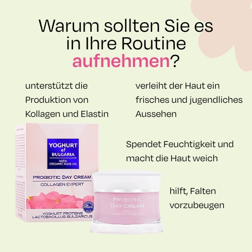Tagespflegecreme mit Kollagen, probiotisch, mit Bio-Rosenöl YOGHURT OF BULGARIA 50 ml