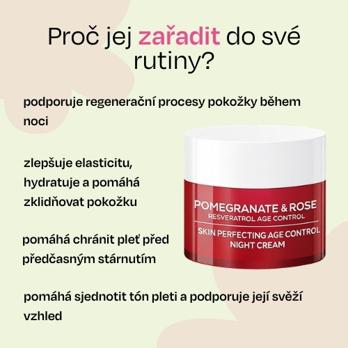 Noční pleťový krém proti stárnutí Pomegranate & Rose 50ml