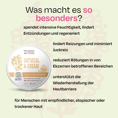 Feuchtigkeitsspendende Butter mit Haferflocken für atopisches Ekzem Wooden Spoon 100ml