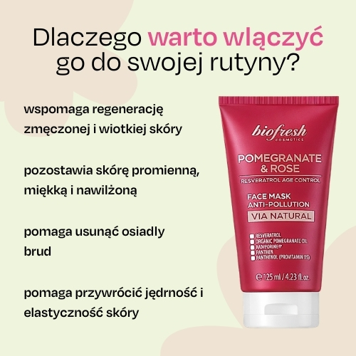 Maska do twarzy przeciw zanieczyszczeniom Pomegranate & Rose 125ml