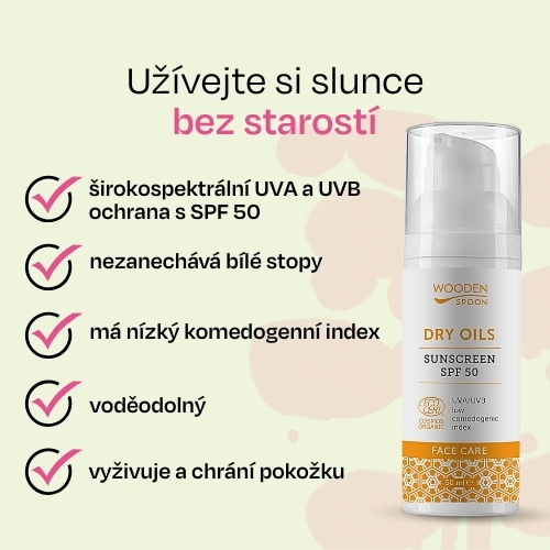 Opalovací krém na obličej s nízkým komedogenním indexem SPF 50 Wooden Spoon 50ml