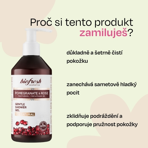 Jemný sprchový gel s panthenolem a B5 Pomegranate & Rose 250ml