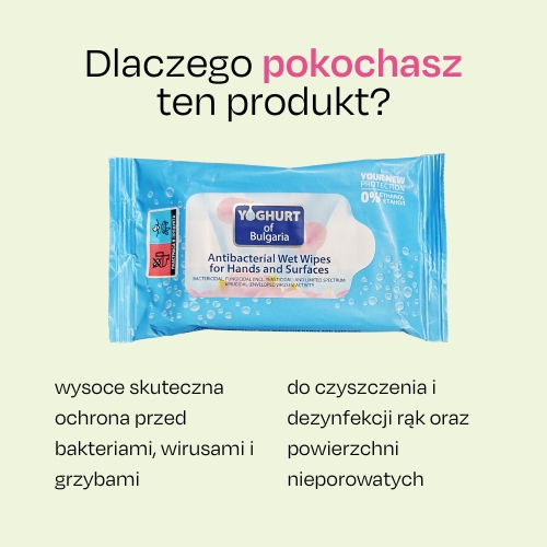 Antybakteryjne chusteczki nawilżane do rąk Yoghurt of Bulgaria 15 szt.