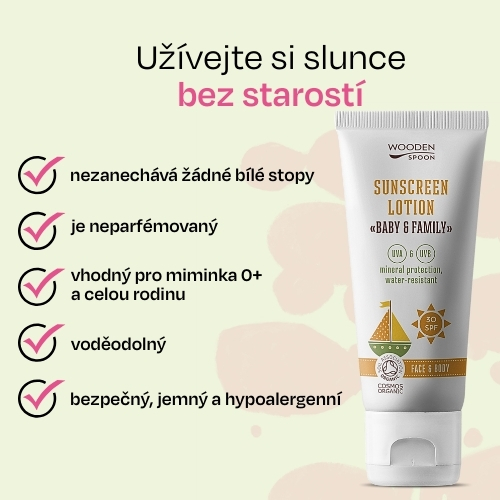 Opalovací tělové mléko v tubě Baby & Family SPF 30 Wooden Spoon 100ml