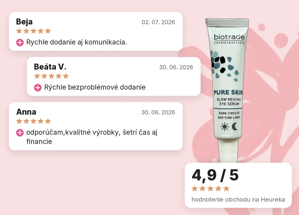 Rozjasňujúce očné sérum Pure skin Biotrade 3ml vzorka, hodnotenia obchodu Emerosa na Heureka Rozjasňujúce očné sérum Pure skin Biotrade 3ml vzorka, hodnotenie obchodu na Heureka 4,9 z 5