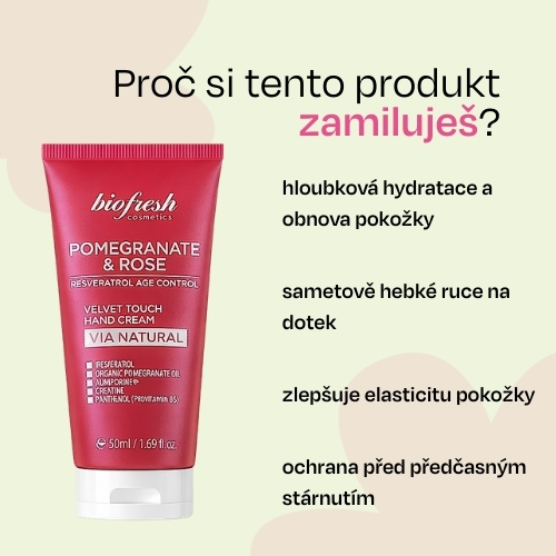 Krém na ruce proti stárnutí Velvet touch Pomegranate & Rose 50ml