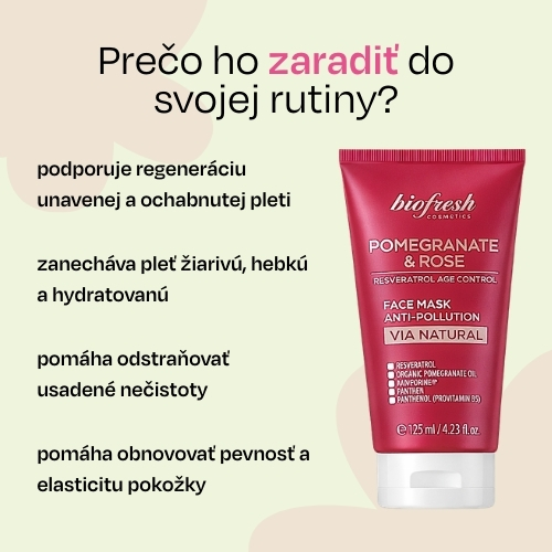 Maska na tvár proti znečisteniu Pomegranate & Rose 125ml