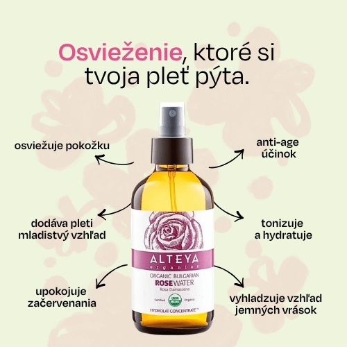 Ružová voda Alteya Organics v skle 240 ml