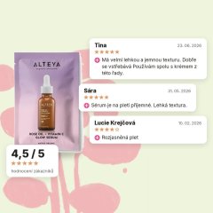 Širokospektrální rozjasňující sérum Luminous Rose Alteya Organics 2ml vzorek, hodnocení zákazníků