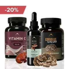 Maximale Immunität: Reishi Tinktur 50ml, Coriolus 90pcs, Vitamin C 60pcs Hrotlife