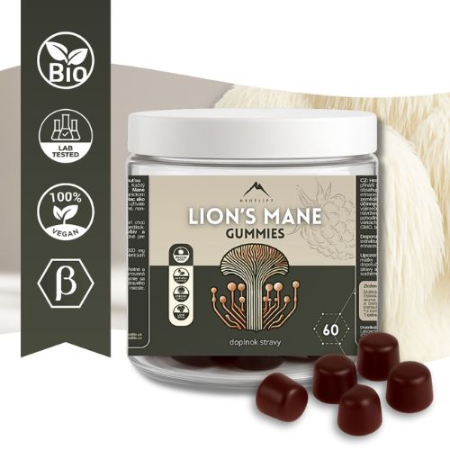 Gumové cukríky s výťažkom z Lion´s mane s malinovou príchuťou Hrotlife 60pcs.