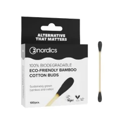 Bamboo cotton swabs for the ears black Nordics Oral Care 100pcs Bamboo cotton swabs for the ears black Nordics Oral Care 100pcs
