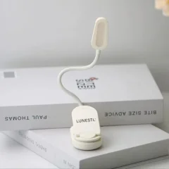 LED Lampička na čítanie bez modrej zložky s clip-onom biela Lunesto