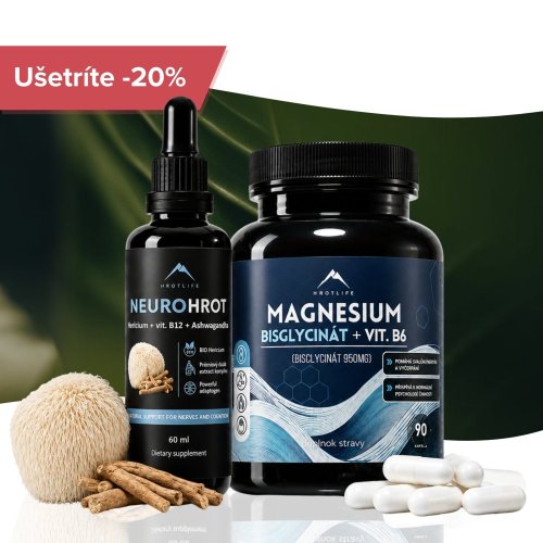 Neuro podpora - Neurohrot tinktúra 60ml a Magnézium bisglycinát 90pcs Hrotlife