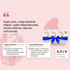 Pakiet XL Woopies EKO pieluszki dziecięce SMALL (6-10kg) Wooden Spoon 3x32szt, oceny klientów