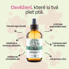 Růžová voda z bílé růže Alteya Organics v skle 240 ml