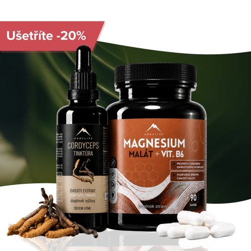 Energy bundle: Cordyceps tinktura 50 ml a Magnézium malát 90 ks Hrotlife