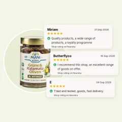 Organic pitted Kalamata and green olives al naturale with rosemary MANI 175g