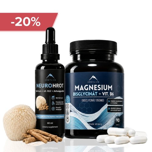 Neuro podpora - Neurohrot tinktúra 60ml a Magnézium bisglycinát 90pcs Hrotlife