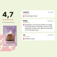 Feuchtigkeitsspendende Gesichtscreme Luminous Rose Alteya Organics 2ml Probe, Kundenbewertung