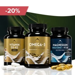 Podzimní protokol: Vitamín D3+K2 90cps a Omega-3 90cps a Magnesium bisglycinát 90cps Hrotlife