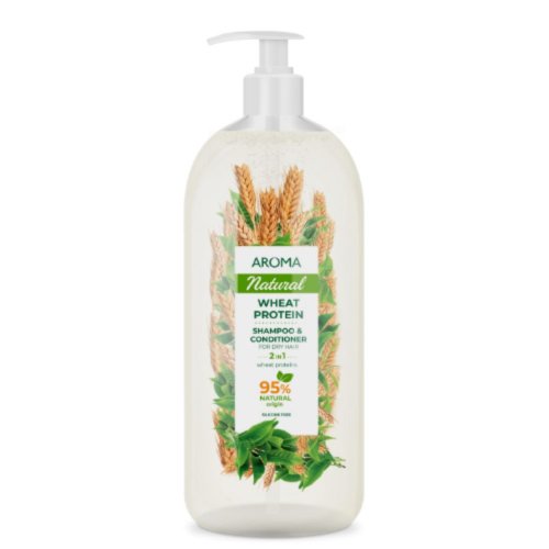 Šampon a kondicionér 2 v 1 na suché vlasy Pšeničný protein Aroma s pumpičkou 900 ml