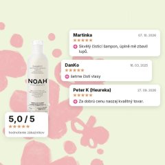 Čistiaci šampón na vlasy Zelený čaj a bazalka Noah 250ml, hodnotenia zákazníkov Čistiaci šampón na vlasy Zelený čaj a bazalka Noah 250ml, hodnotenia zákazníkov