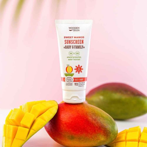 Opaľovacie telové mlieko Mango Baby & Family SPF50 Wooden Spoon 100ml