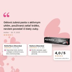 Gélová zubná pasta s mikrogranulami s aktívnym uhlím Carbon Astera 75ml, hodnotenia zákazníkov