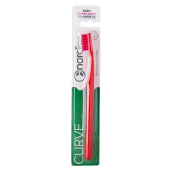 Ultra Soft fogkefe ergonomikus hajlítással, 6580 sörte, piros, Nordics Oral Care
