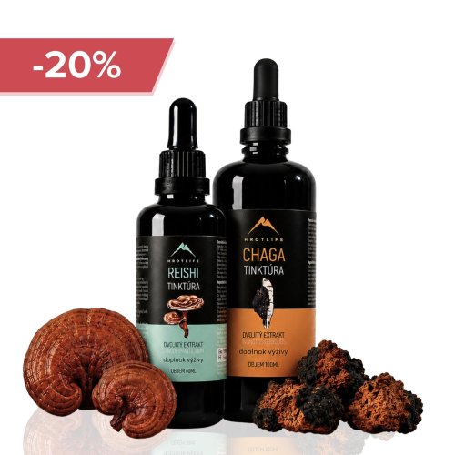 Jarní protokol na alergie: Reishi tinktura 50 ml a Chaga tinktura 100 ml Hrotlife