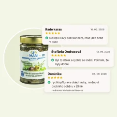 Olivy Kalamata a zelené olivy se středomořskými bylinkami bez pecky organické MANI 175g