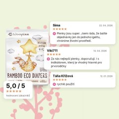 Woopies dětské EKO pleny NEWBORN (2-5kg) Wooden Spoon 40ks, hodnocení zákazníků