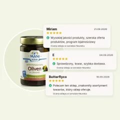 Oliwki Kalamata i zielone oliwki w oliwie z oliwek organiczne MANI 280g Oliwki Kalamata i zielone oliwki w oliwie z oliwek organiczne MANI 280g