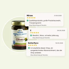 Kalamata Oliven und grüne Oliven in Olivenöl Bio MANI 280g