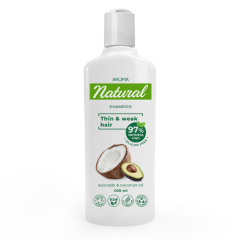 Šampón na jemné a slabé vlasy Avokádo a kokosové mlieko Aroma 400 ml Šampón na jemné a slabé vlasy Avokádo a kokosové mlieko Aroma 400 ml