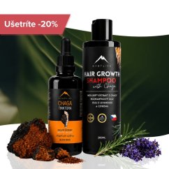Rast vlasov: Chaga tinktúra 100ml a Šampón s výťažkom z chagy 200ml Hrotlife