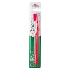 Zahnbürste Ultra Soft mit ergonomischer Biegung 6580 Borsten rot Nordics Oral Care