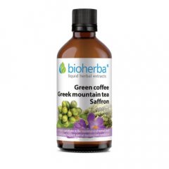 Bylinná tinkturová směs zelená káva+ řecký horský čaj+ šafrán Bioherba 100ml