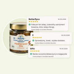 Mieszanka śródziemnomorska w oliwie z oliwek organiczna MANI 190g Mieszanka śródziemnomorska w oliwie z oliwek organiczna MANI 190g