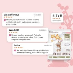 Woopies EKO pieluszki dziecięce SMALL (6-10kg) Wooden Spoon 32szt, oceny klientów
