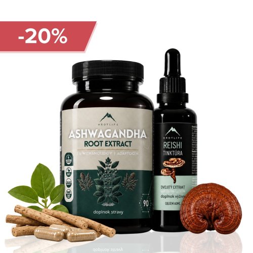 Pokoj a rovnováha - Reishi tinktúra 50ml a Ashwagandha 90pcs Hrotlife