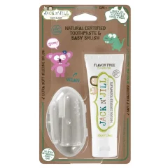 Natural flavourless toothpaste + silicone toothbrush for finger Jack N' Jill SALE SET