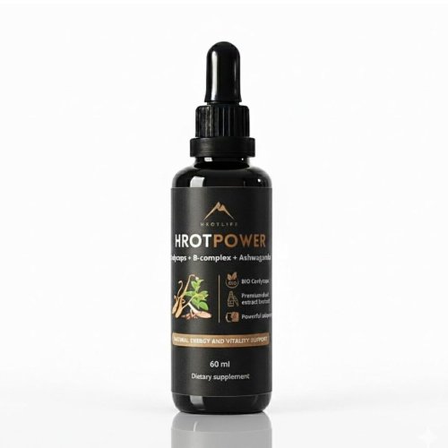 Hrotpower tinktúra z Cordyceps + B-komplex + Ashwagandha Hrotlife 60ml